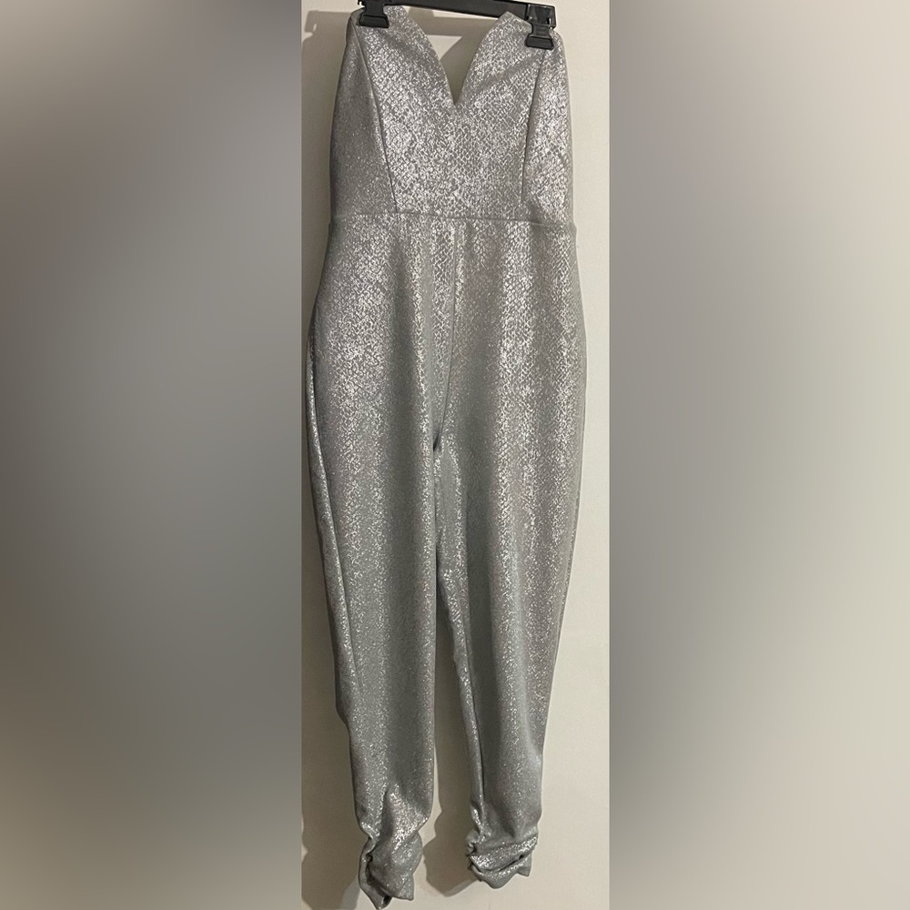 Silver Strapless Jumpsuit